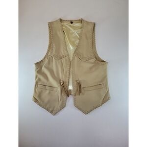 Vintage Leather Medium Braided Tan Western Vest Waist Women's/Mens Coat